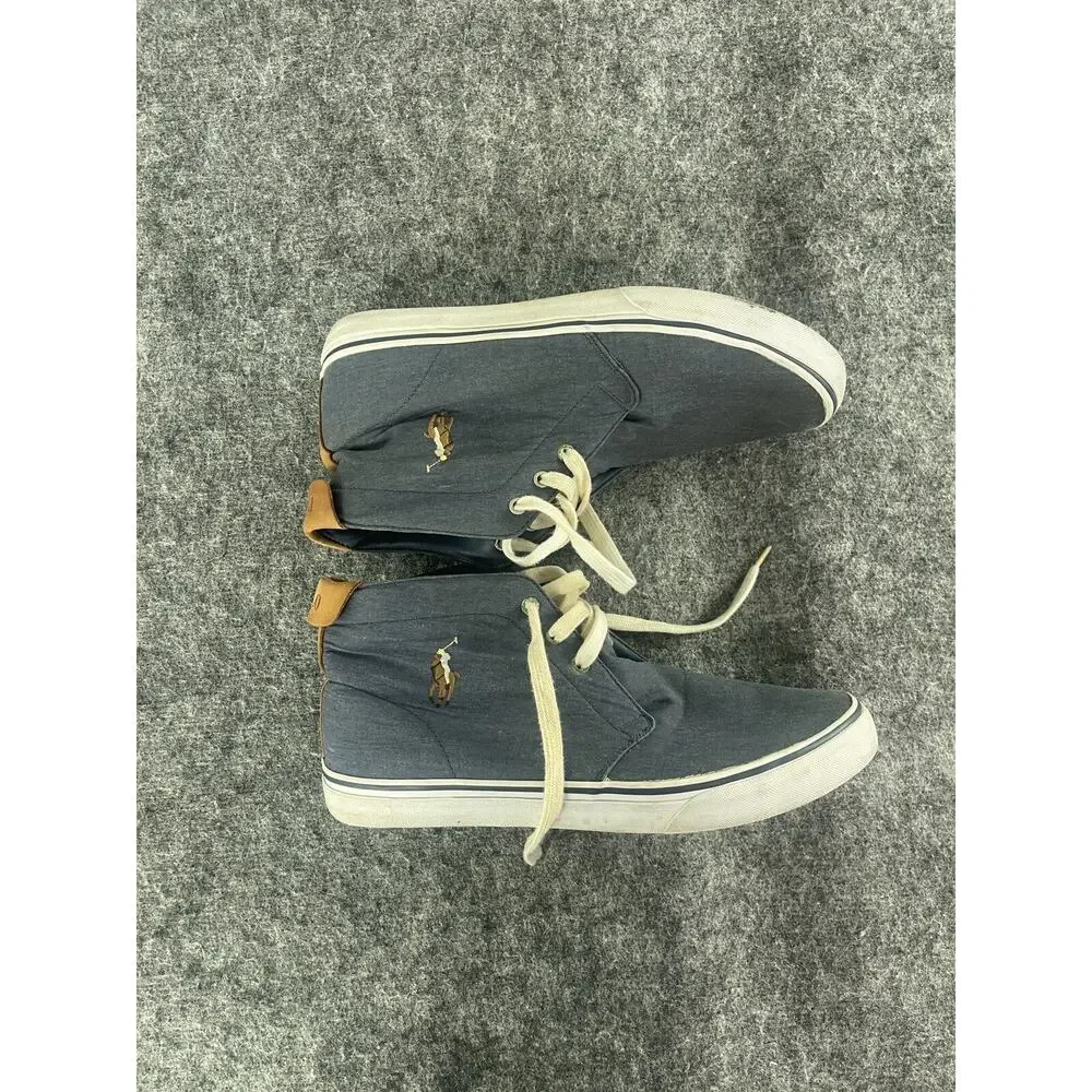 Polo Ralph Lauren Boots Men 12 D Hi Top Sneakers Blue Shoes Logo Twill N33